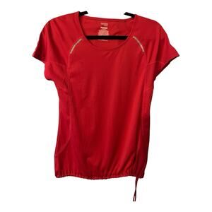 Danskin Now Pink Women SS Drawstring Active T Shirt Workout Small